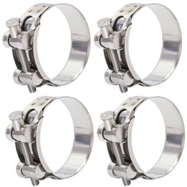 FamlTol 6 Pcs T-Bolt Hose Clamps, 40-43mm Clamping Range, Stainless Steel Exhaust Clamp, Sturdy T Pipe Adjustable Clips for Water Pipe, Gas Pipe, Automotive Tube