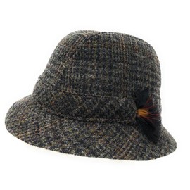 BRAW CLANS TARTANS - Trilby Hats - Gangster Fedora Vintage Styles - Roll-up Short Brim Hat- Jazz Hat for Adult Men Woman (60-XL, Brown Orange Check)