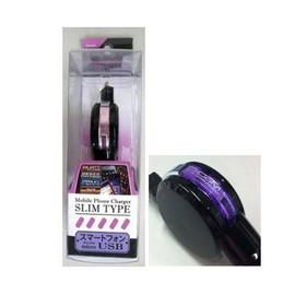 ミラリード　 D.com　PM-635 リール式スリムチャージャー（マイクロUSB） BK/PU