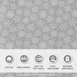 Comfort Spaces Cotton Flannel Breathable Warm Deep Pocket Sheets with Pillow Case Bedding, Full, Grey Snowflakes 4 Piece