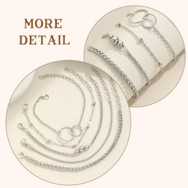 APMGONT Chain Bracelet Sets for Women, Adjustable Link Charm Bracelet Set, Women Gold Silver Bracelet Set, Adjustable Layered Metal Bracelet Set, Gold Bracelets Set for Women Girls (D)