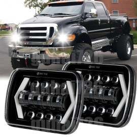 Unbranded DOT Approved Pair 5x7 7x6 LED Headlights With DRL For Ford F650 F750 L9000 F-250