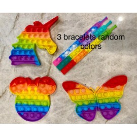 Unbranded pop it fidget toys for Kids boys/girls - Butterfly+Unicorn+Minimouse