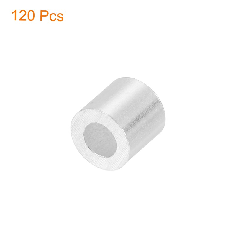 uxcell 120Pcs Aluminum Crimping Loop Sleeve for 3/32" Diameter Wire