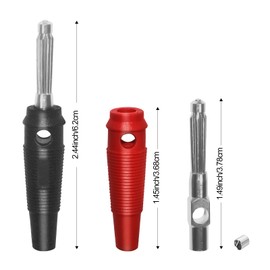 Pack of 12 4 mm Banana Plugs, Banana Plug, 32 A, Gold-Plated Solder Type Adapter, High Current for Multimeter Test Leads, Red and Black
