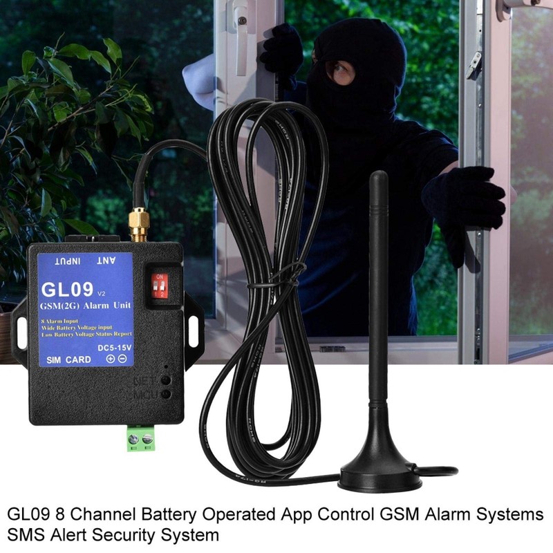 GSM Alarm System, GL09 8 Channel Battery Operated App Control