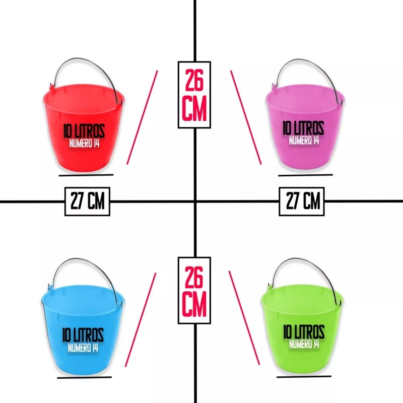 mdj Cubeta De Plástico Pack Con 3 Cubetas De Tamaño