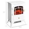750/1500W Electric Fireplace Heater White Realistic LED Log Flames Glass