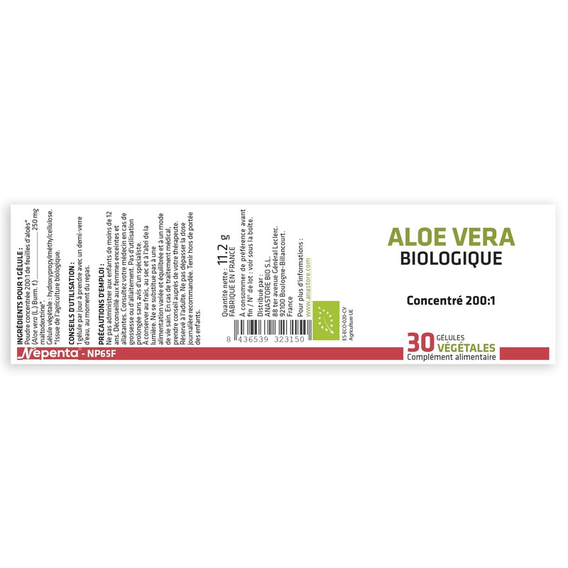 Organic Aloe Vera Capsules Pack 3+1 x 250 mg /