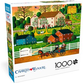 Buffalo Games - Charles Wysocki - Hi, Neighbor! - 1000 Piece Jigsaw Puzzle for Adults Challenging Puzzle Perfect for Game Nights - 1000 Piece Finished Size is 26.75 x 19.75, Multi