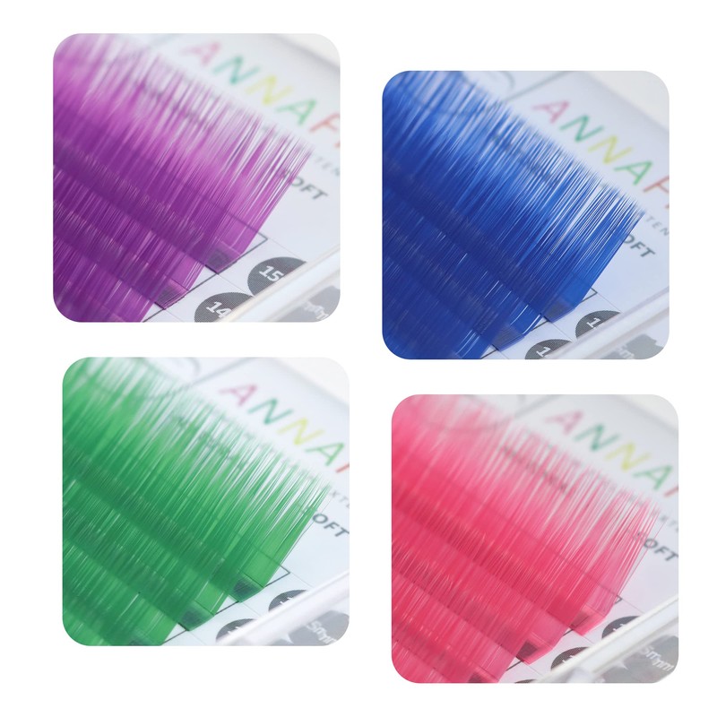 ANNAFRIS Coloured Eyelash Extension, Blue 0.07 C, 8-15 mm Mix,