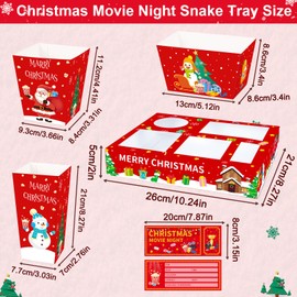Jansun Christmas Movie Night Snack Trays 100Pcs Party Paper Bowls Boxes
