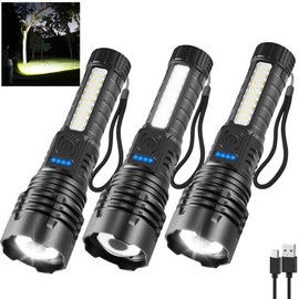 3Pack Rechargeable Flashlights, 7Mode Flashlights High Lumens L2000, Super Bright LED Flashlight, Adjustable Tactical Flash Light, High Powered Flash Light, Handheld Flashlight for Home Emergency