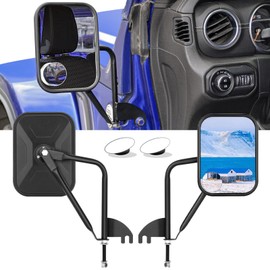 CALBEAU Mirrors Doors Off, Wider View Side Mirrors with Blind Mirrors Used for Jeep Wrangler JL 2018-2024 and JT, Anti Shake and Easy Install for Safe Driving