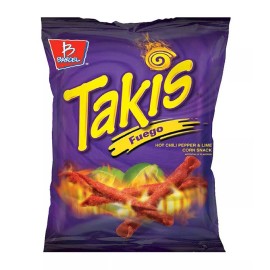 Barcel 6 EA Large Takis Fuego Rolled Corn Tortilla Chips Chilli Pepper & Lime 9.9 oz