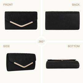 Youjaree Clutch Purses for Women Evening Envelope Bag Crossbody Shoulder Handbags for Formal Wedding Party Cocktail Prom (Black)