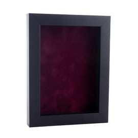 16x20 Shadow Box Black Solid Wood Display Frame | with a 3/4" Usable Display Depth | Includes a Dark Berry Real Suede Texture Acid-Free Backing Board, UV Resistant Acrylic, and Hanging Hardware