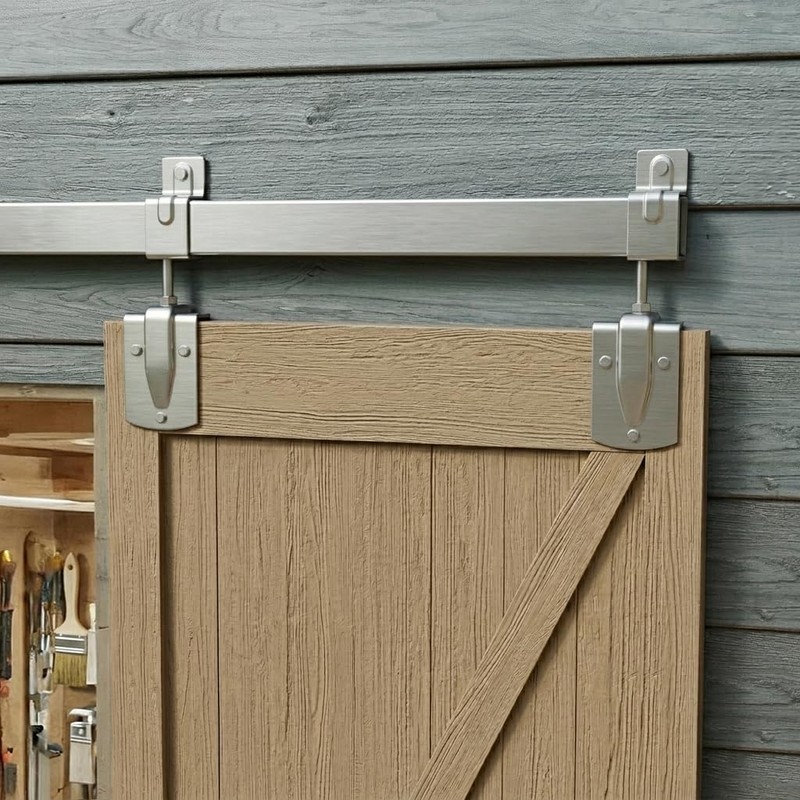 JUBEST 7.5FT Box Rail Exterior Barn Door Hardware Kit, Heavy-Duty