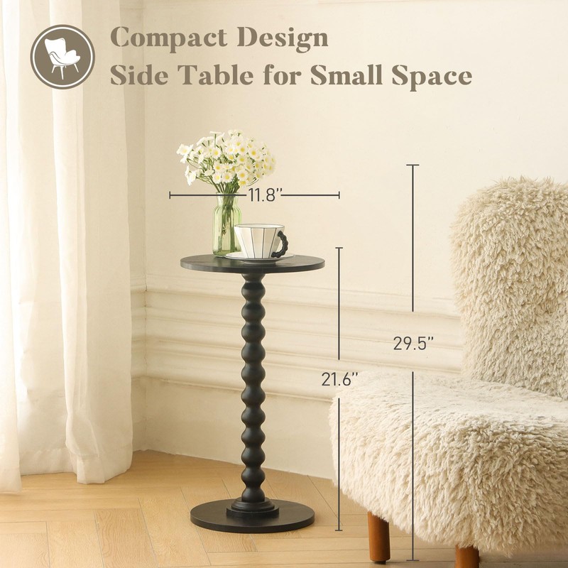 Fultyle Round Side Table, Small Drink Table for Small Spaces,