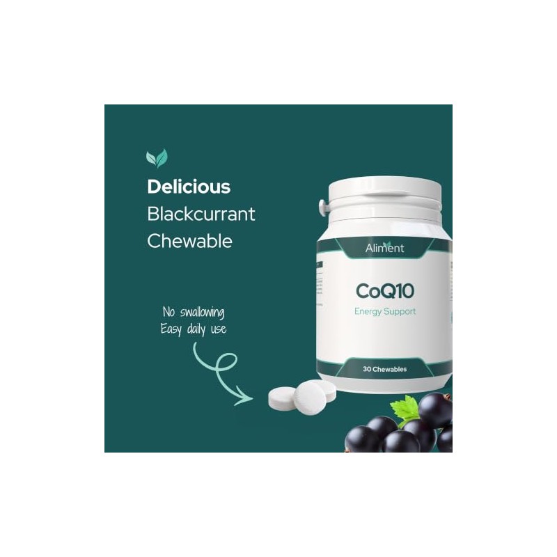 Aliment CoQ10 Chewable Tablets – 60mg Emulsified CoQ10 | Blackcurrant