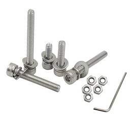 M3-0.5 Hex Socket Head Cap Screws Bolts Nuts Washer Set Allen Socket Drive Screws,304 Stainless Steel,Fully Threaded (M3x6mm(50sets))