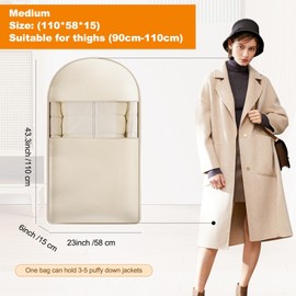 Space Saving Hanging Garment Bag, Dust Cover Clothes Bags, Clothes Storage Bag, Suitable for Storing down Jackets, Suits, Shirts, Dresses, Sweaters, Pants, Sports Jackets M（43 * 23 * 6 in）