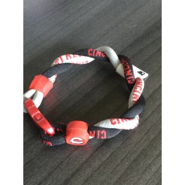 Unbranded Cincinnati Reds Black & Grey Twisted Bracelet. Approximately 8”