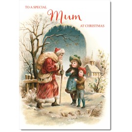 doodlecards Mum Christmas Card Victorian Style Medium Size Christmas Card for Mum with Plain Envelope