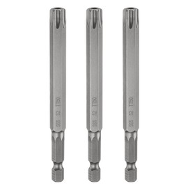sourcing map 3pcs TT50 Security Torx Head Screwdriver Bit 4" (100mm) Long 1/4" Hex Shank Magnetic Tamper Proof 6 Point Star Screw Driver Drill Bits S2 Steel Hole Tip Industrial Power Tools