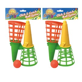 D.A.Y. Republic Click and Catch Ball Game, Ideal Indoor & Outdoor Garden Beach Toy Set, Develops Hand-eye Coordination and Reaction, Includes 2 Launchers and 2 Balls (1 Pack of 2)