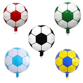 Dzrige 5 Pieces Soccer Foil Balloons Soccer Ball Mylar Balloons for Birthday Party Sports Themed Football Match Championship Trophy Party Decorations,18 Inch