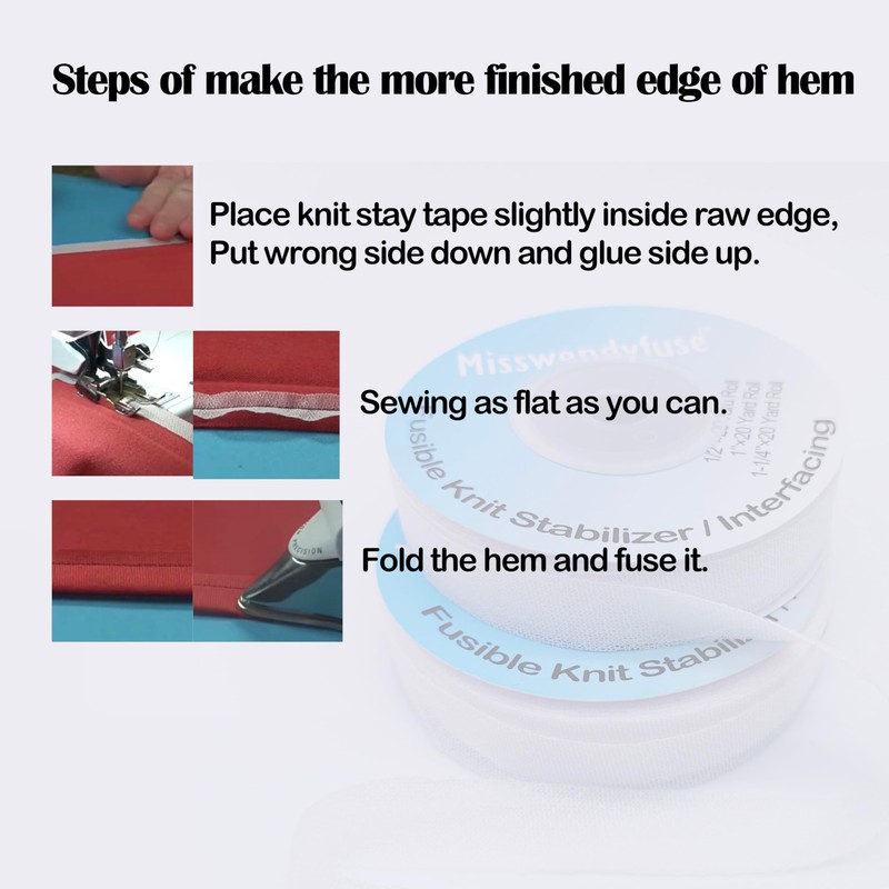 Misswendyfuse knit stay tape,fusible knit hem stabilizer for shoulder seams