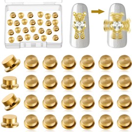 30 dijes giratorios de uñas para arte de uñas, abalorio giratorio con rodamiento giratorio, herramienta de arte de uñas, anillos de uñas giratorios, herramientas de uñas 3D para mujeres y niñas, manualidades, oro (30 piezas)