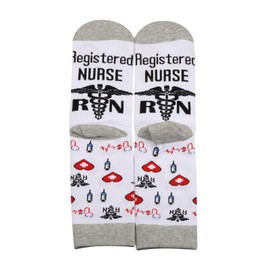 PXTIDY 1 Pairs Registered Nurse Socks RN Graduation Gifts For Nurses Rn Appreciation Gift New RN Gift Socks Nurse Sock Ideas (Cotton, Registered NURSE sock)
