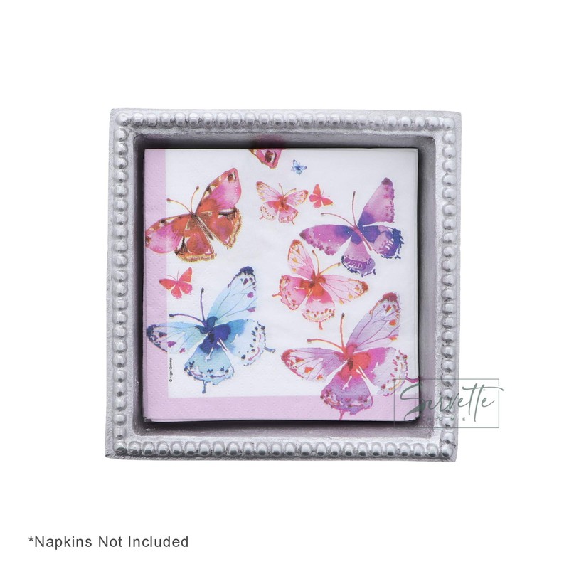 Servette Home Napkin Holder Beaded Edge Metal Flat Napkin Box