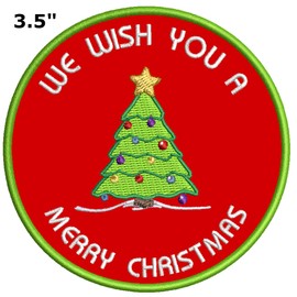 We Wish You A Merry Christmas - 3.5" Embroidered Patch DIY Iron On/Sew On Christmas Holiday Novelty Theme Decorative Applique