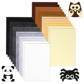 FYSUIMU 24Pcs Brown Gray Black Felt Fabric Sheets Soft Thick Assorted 12 Colors Craft Felt Pack for DIY Crafts Sewing Patchwork Art Projects, 7.9 x 11.8 Inch