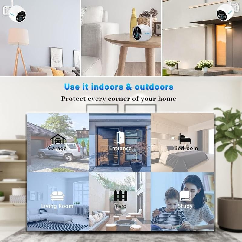 NoahTec Wireless Outdoor 2K Security Camera Kit, IP67 Waterproof, 64GB