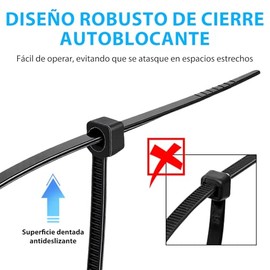 LISAPRO 1000PCS Cinchos de Plastico, Bridas para Cables para Electricidad, Cintillos de Plástico Nylon Autobloqueantes Resistente, 5 Tamaños-10/15/20/