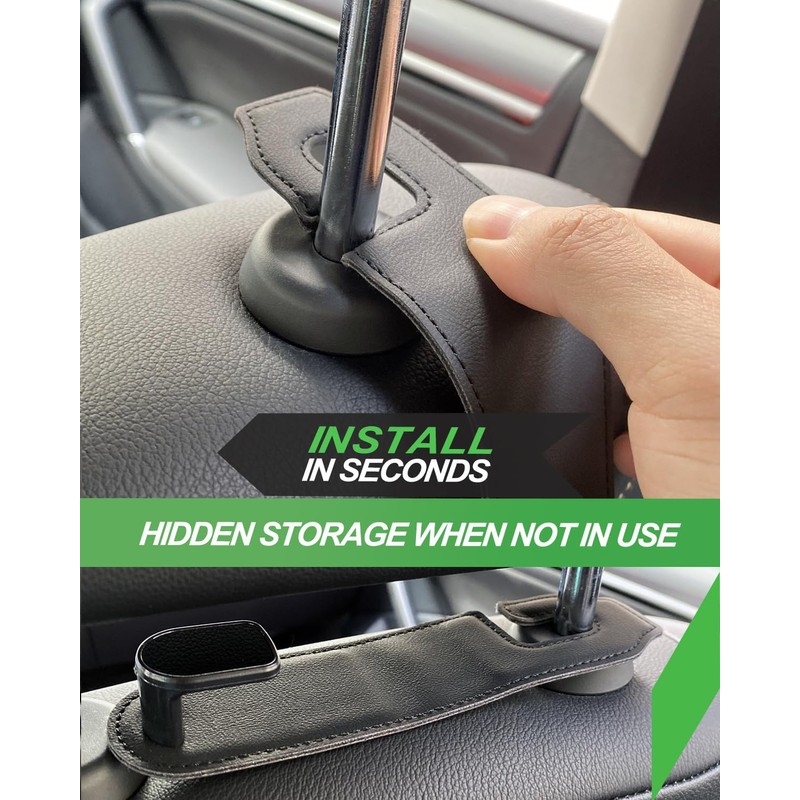 Teoenix Car Seat Headrest Hook, 2 Pack Leather Car Purses