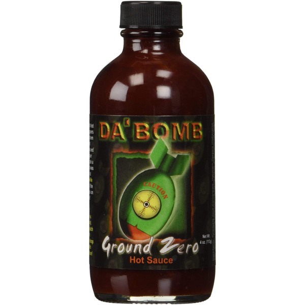 Da Bomb - Ground Zero - Original Hot Sauce - 321,900 Scovilles - 4oz Bottle - Made in USA with Habanero Peppers- Non-GMO, Gluten Free, Sugar Free, Keto - Pack of 1