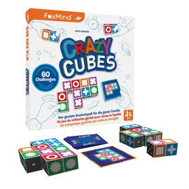 FoxMind 3100235 Crazy Cubes, Ingenious Puzzle for the Family, Fast Dice Puzzle for 1-4 People, Brainteaser for Children from 7 Years, Red, Blue, Green, Yellow, White
