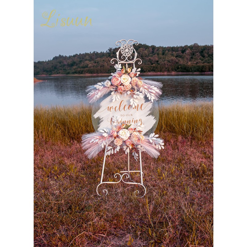 Lisuun Artificial Wedding Welcome Sign Flowers and Backdrop Swags, 2