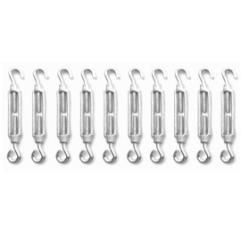 Veda 10x Heavy Duty Galvanised Turnbuckle Strainer M5 Hook Eye Wire Tension Tensioner