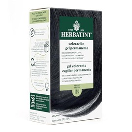 HERBATINT, Coloración Permanente para Cabello en Gel - color NEGRO 1N - 170 ml - Sin Amoníaco - 100% Cobertura de Canas - para Pieles Sensibles - con 