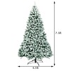 Costway 7.5Ft Pre-Lit Premium Snow Flocked Hinged Artificial Christmas Tree