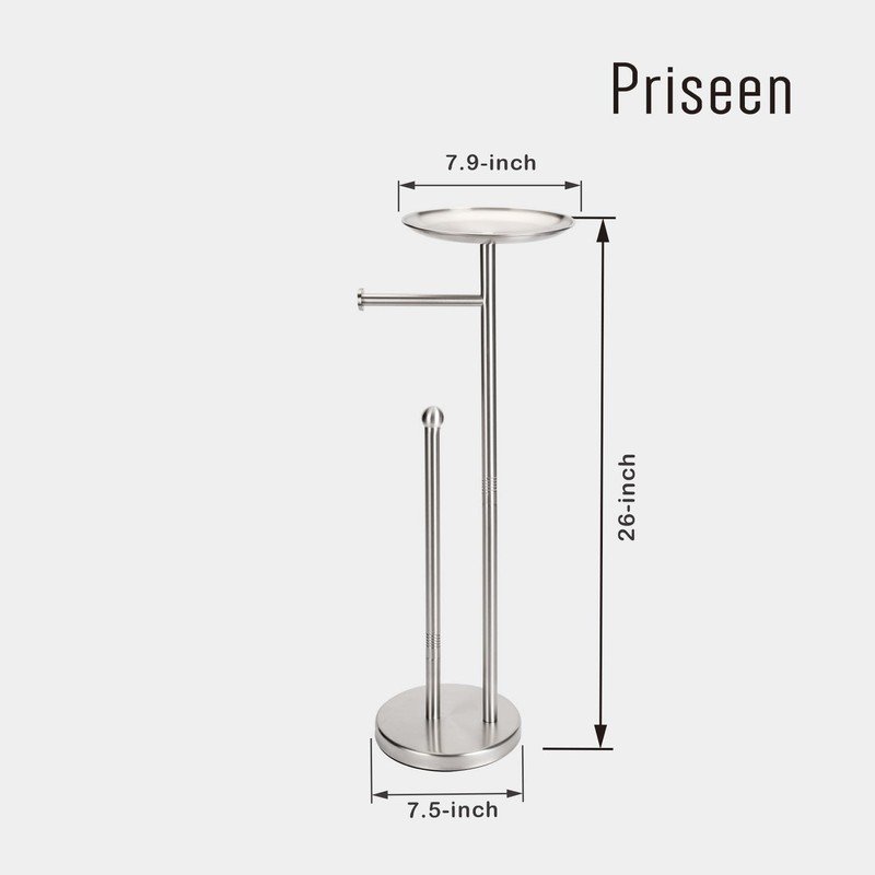 Toilet Paper Holder Stand with Phone Shelf, Freestanding TP Holder,