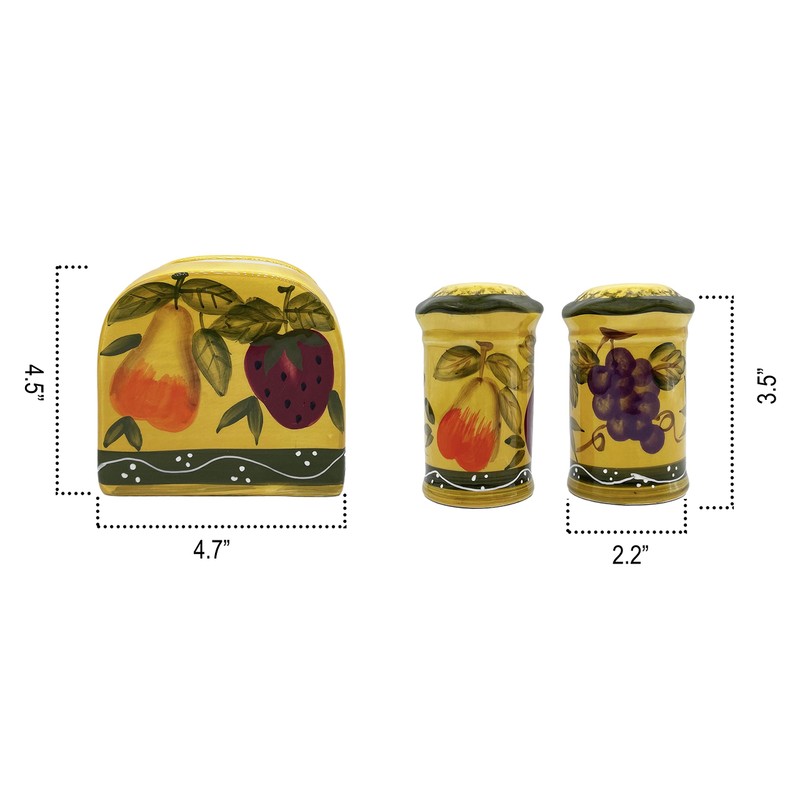 ACK Salt and Pepper Shaker with Napkin holder (Mixed Fruit),