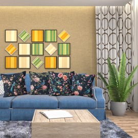 QGFM Bird Pink Peony Floral Pillow Covers 18x18, Bird Lover Gifts for Women, Cottagecore Blue Jay Botanical Flower Decorative Throw Pillow Covers for Home Bedroom Living Room, Set of 4