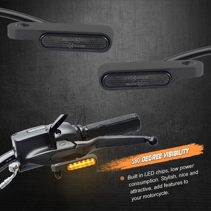 NTHREEAUTO Universal Motorcycle Turn Signals Front Handlebar Sequential LED Blinkers